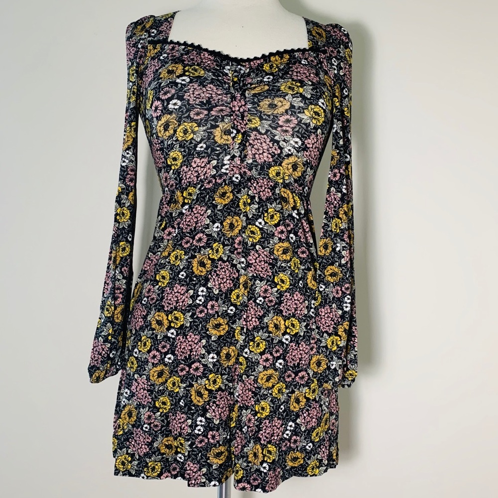 TopShop NWT Black Floral Dress / Tunic - Picture 2 of 8